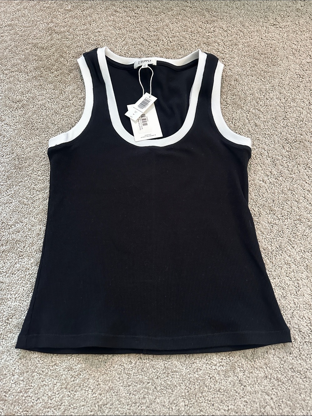 Z Supply Black Ribbed Tank with White Trim